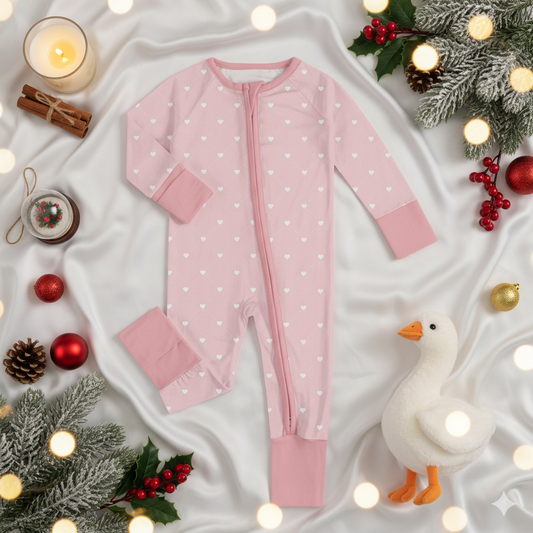 Pink Hearts Hypoallergenic Sleepsuit