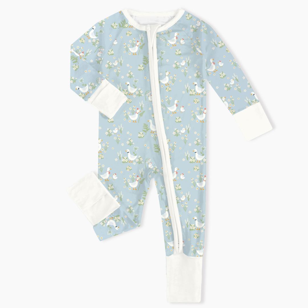 Blue Goosey Meadow Party - Hypo-Allergenic Bamboo Romper