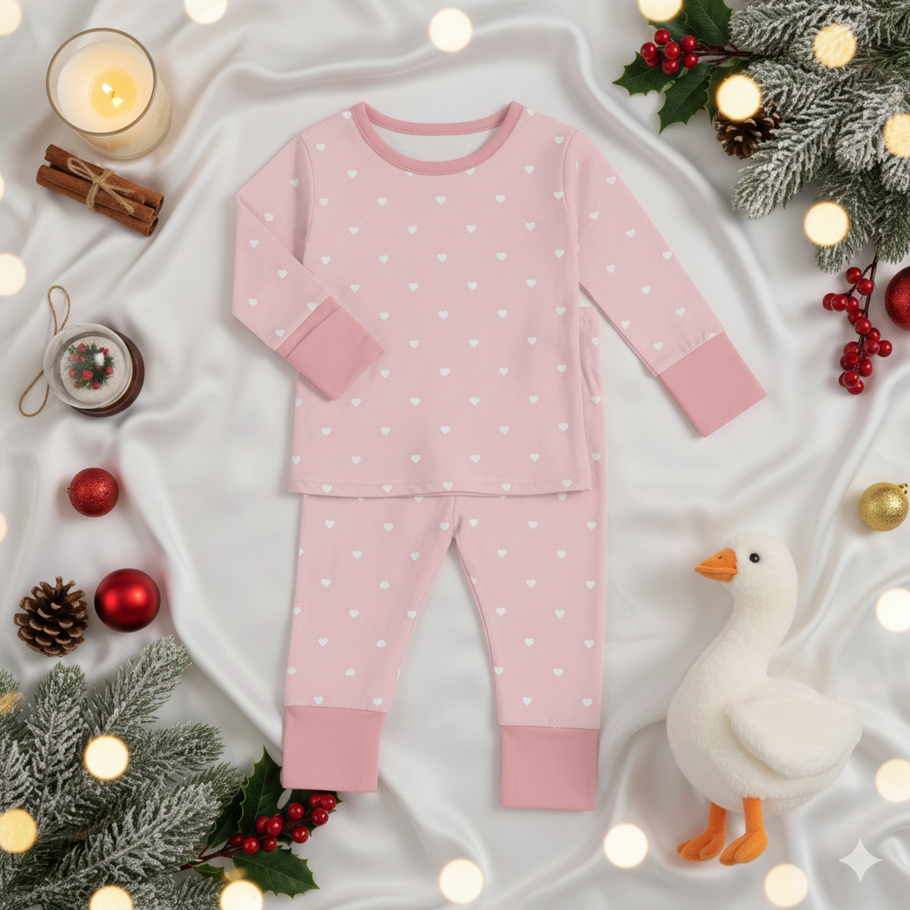 Pink hearts Hypoallergenic Two Piece Set