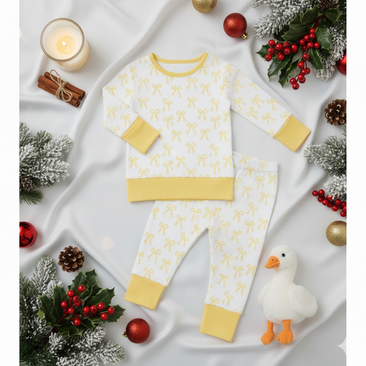 Yellow Bows Hypoallergenic Two Piece Set