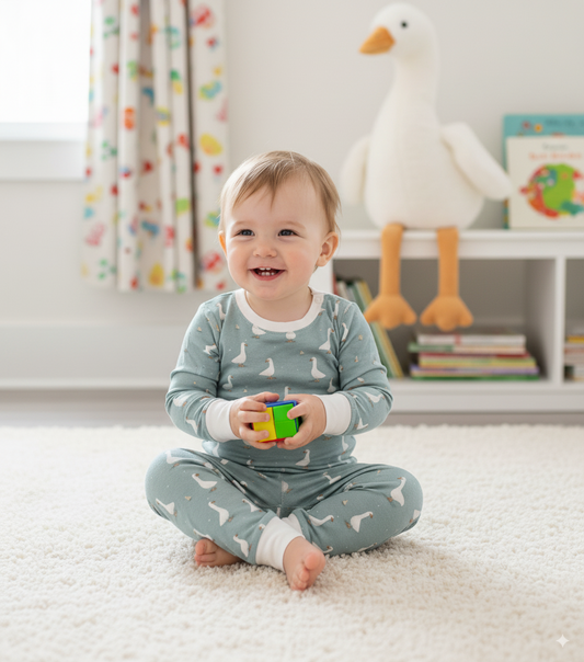 Blue Meadow Party - Hypo-Allergenic Bamboo 2 Piece Pyjama Set