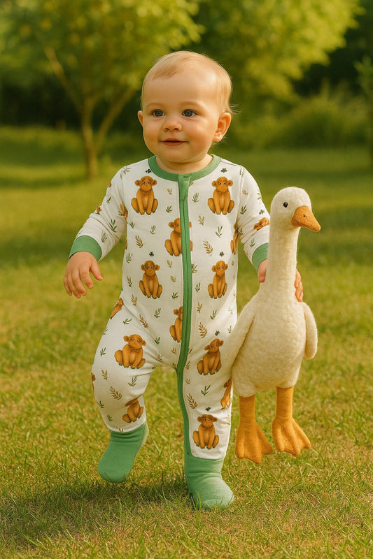 Green Highland Cows - Hypo-Allergenic Bamboo Romper
