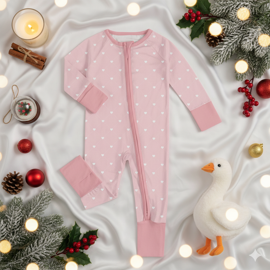 Pink Hearts Hypoallergenic Sleepsuit