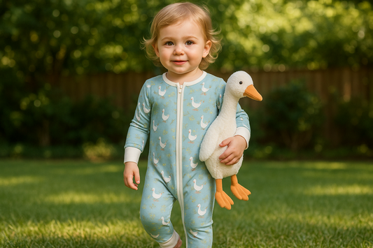 Blue Goosey Meadow Party - Hypo-Allergenic Bamboo Romper