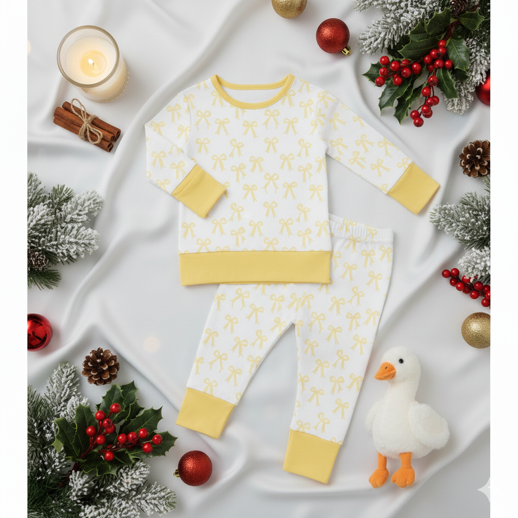 Yellow Bows Hypoallergenic Two Piece Set