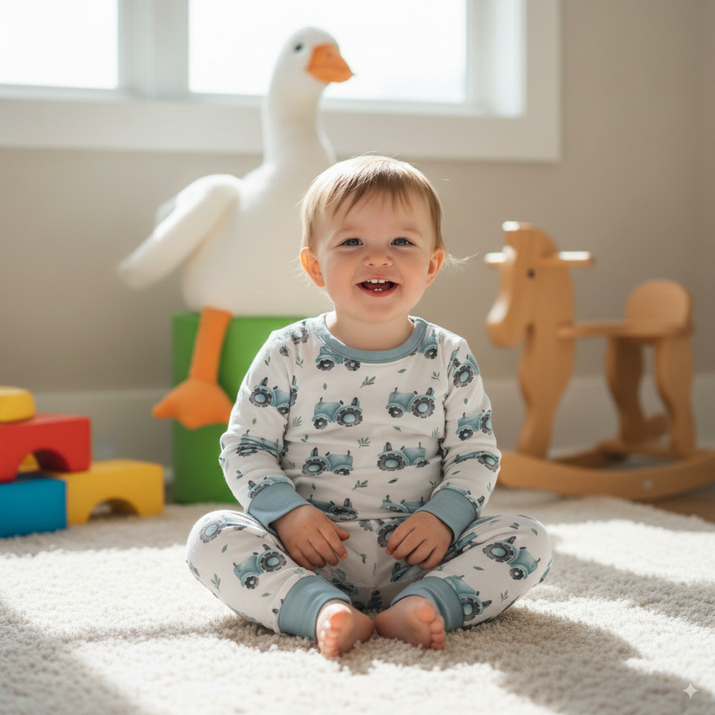 Blue Tractors - Hypo-Allergenic Bamboo 2 Piece Pyjama Set