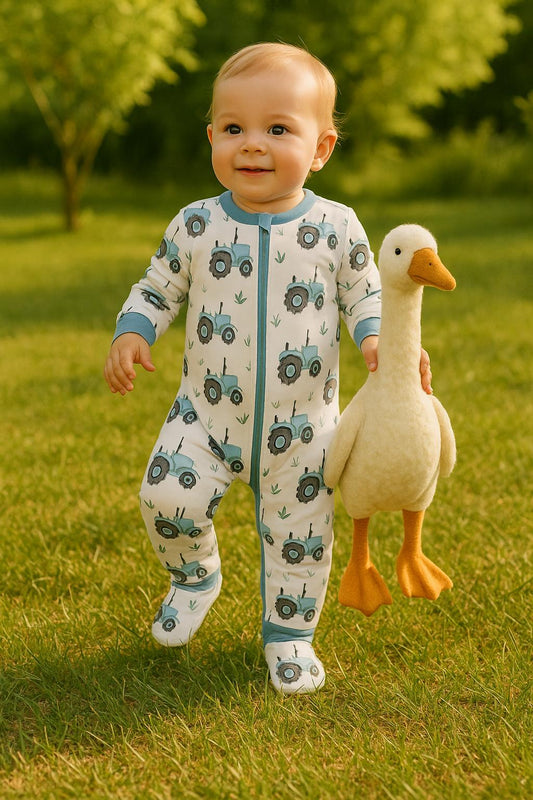 Blue Tractors - Hypo-Allergenic Bamboo Romper
